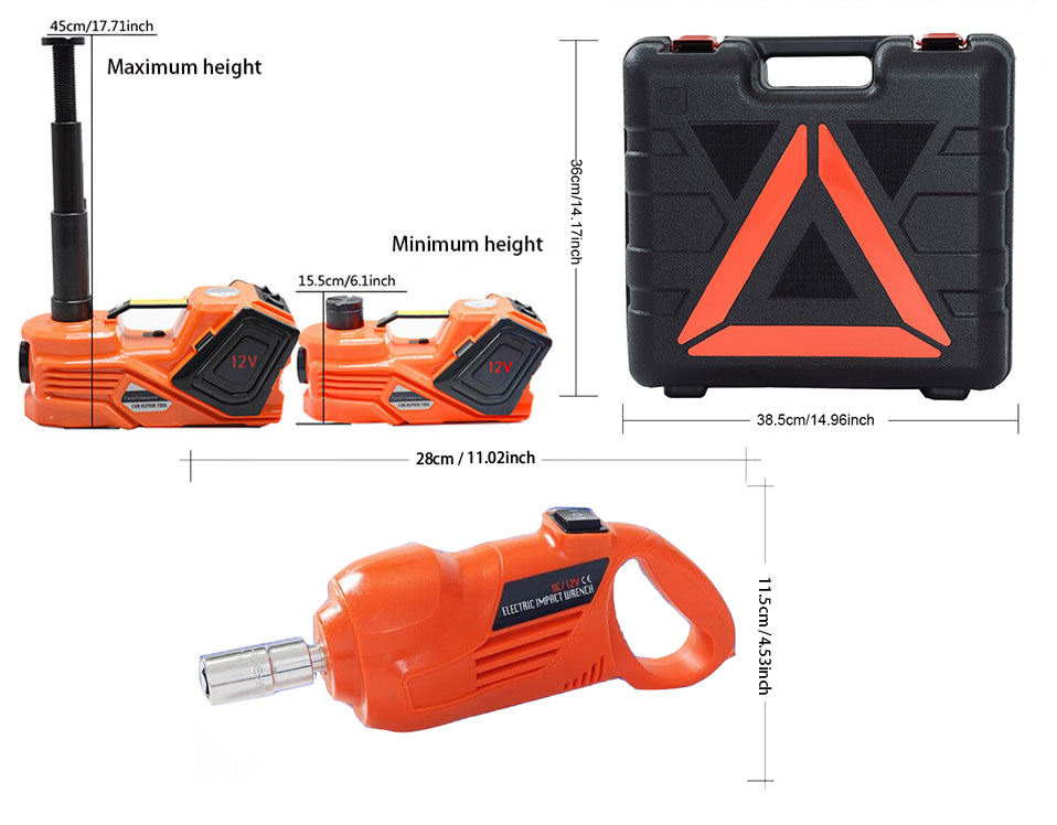 Dimensional drawings of electric jack kits