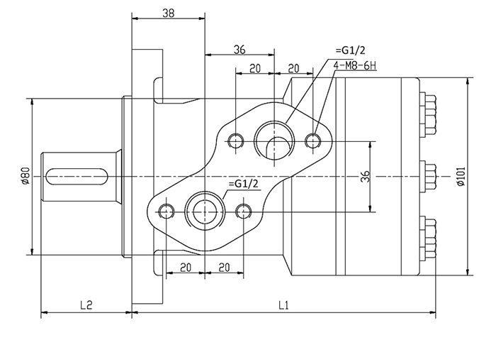 Dimensions of hydraulic orbital motor