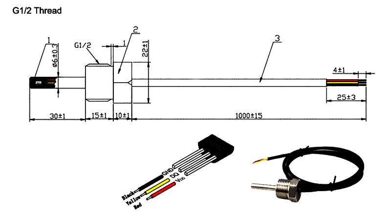 Imanta Electronics DS18B20 RS232 Thermometer – Serial Port Digital Probe, 5m Cable, For Linux PC