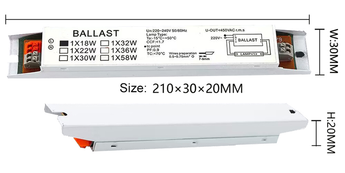 Electronic ballast dimensions