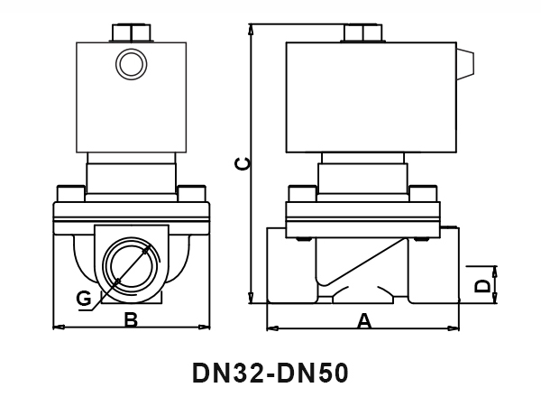 Explosion proof solenoid valve DN32-50 dimension