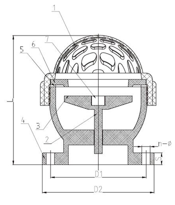 FRPP foot valve dimension