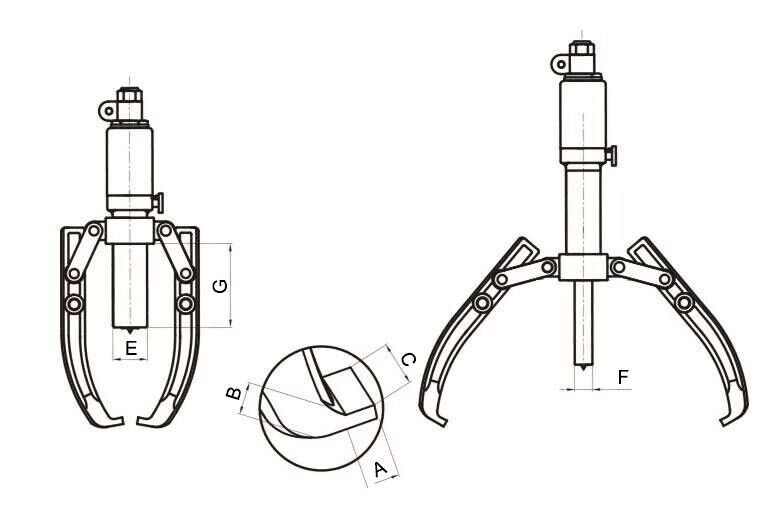 Hydraulic puller dimension