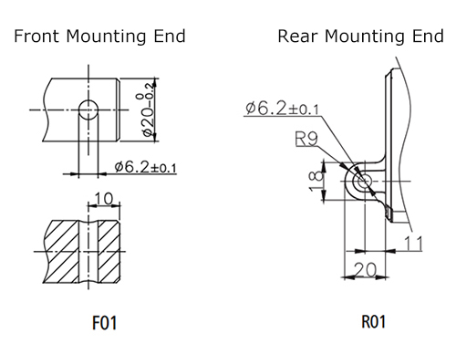 Micro linear actuator mounting end