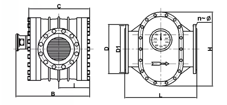 Oval gear flow meter dimension