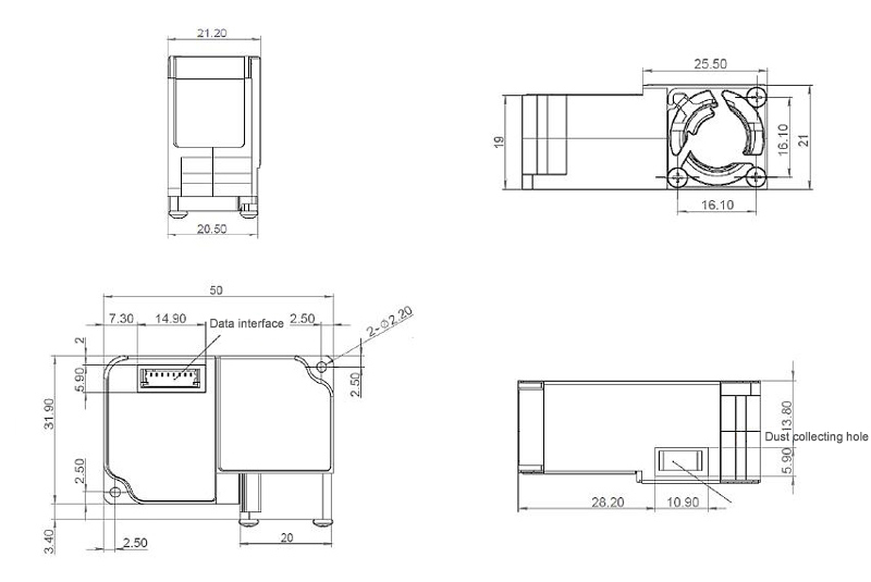 PM2.5 sensor dimension