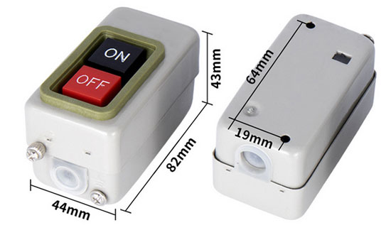 Power push button switch dimensions