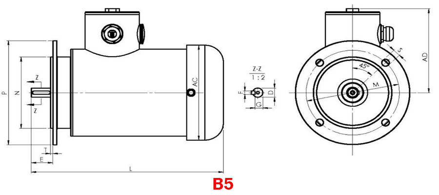 Dimension of 3hp stainless steel motor
