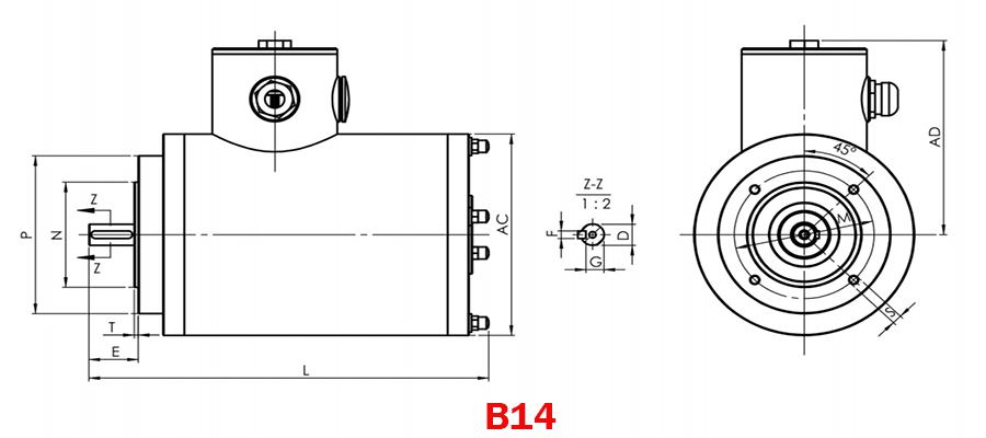 Dimension of 370W stainless steel motor