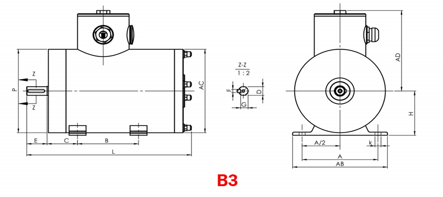 Dimension of 370W stainless steel motor