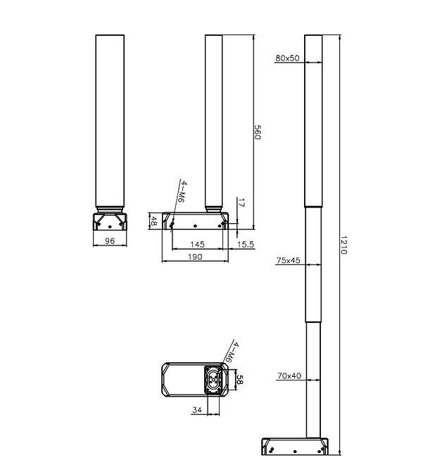 Telescopic lifting column for desk dimension
