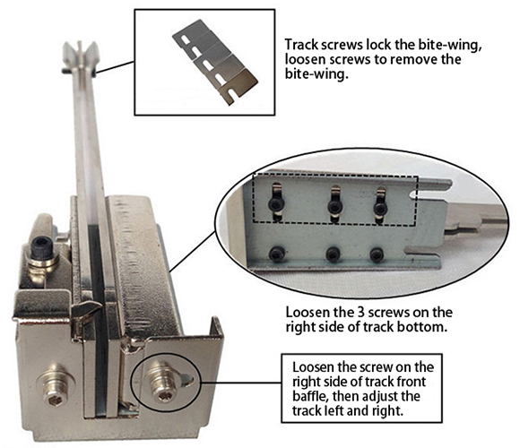 Track adjustment for automatic screw feeder