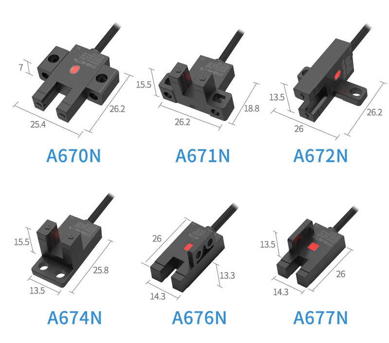 U shaped photoelectric sensor dimensions