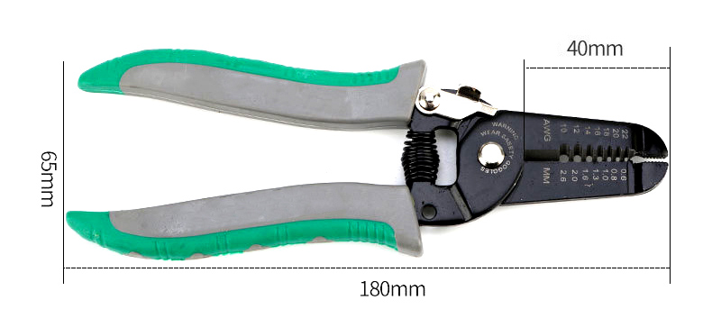 Wire stripping pliers dimension