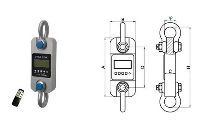 Wireless dynamometer with shackle size