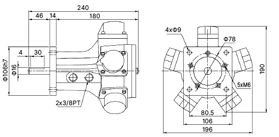 1/2 hp piston air motor size flange