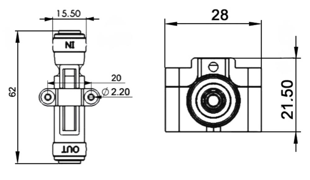 1-4 inch water flow switch dimensions