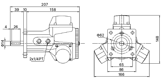 1/4 hp piston air motor size flange