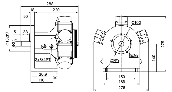 1.5 hp piston air motor size