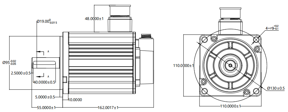 1.8 kw ac servo motor dimension