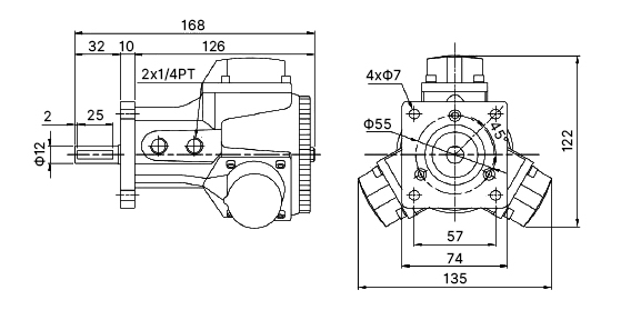 1/8 hp piston air motor size flange