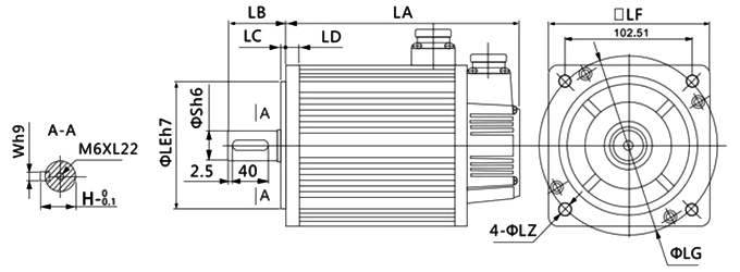 1 kw ac servo motor dimension