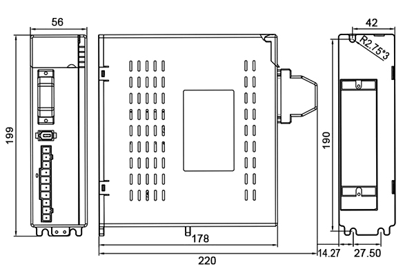 1 kw ac servo motor drive dimension