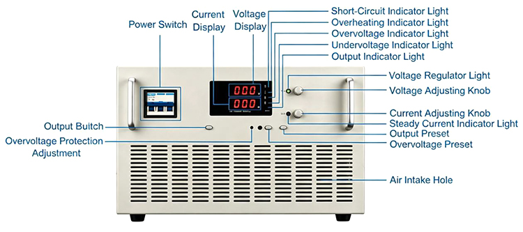 1000A 10 V variable DC power supply front