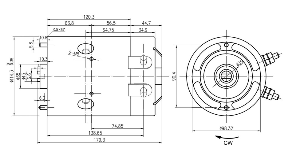 24V hydraulic pump motor CW direction
