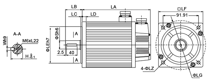 1500W AC servo motor size