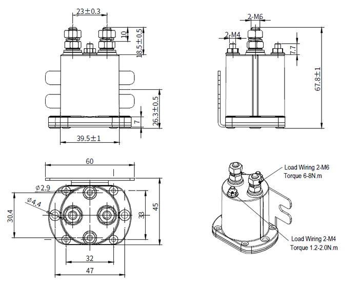 150A DC contactor dimension