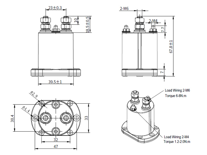 150A DC contactor dimension