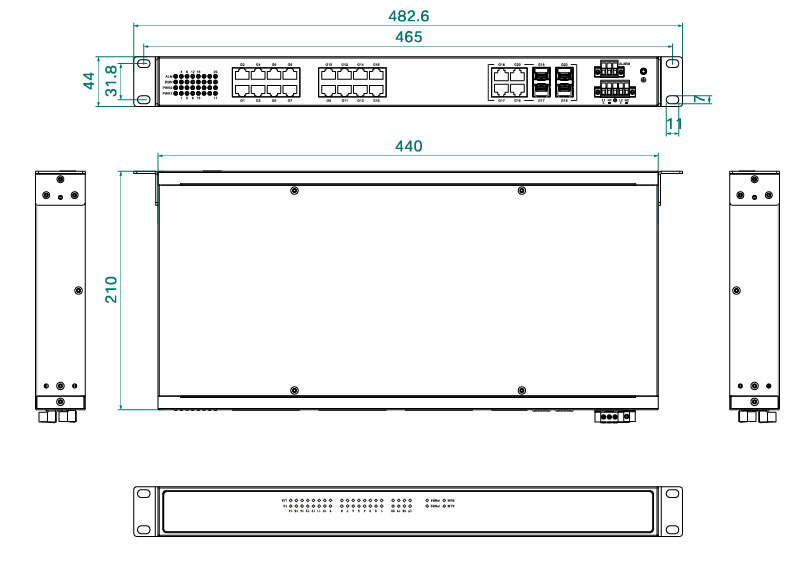 20 port Gigabit unmanaged industrial switch GE3020G dimension 
