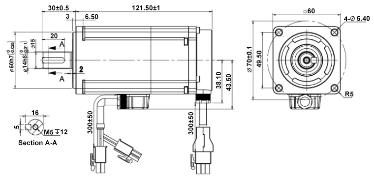 200w ac servo motor dimension with brake
