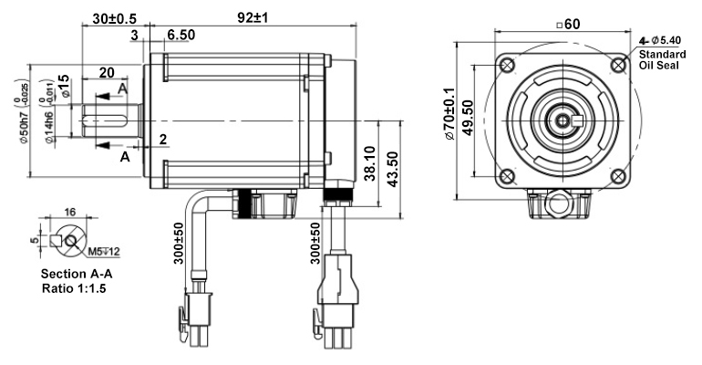 200w ac servo motor dimension without brake