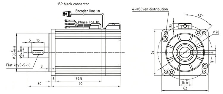 200W DC servo motor detail