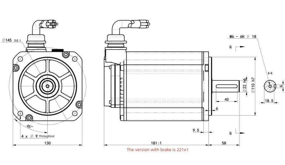 2500W DC servo motor dimension