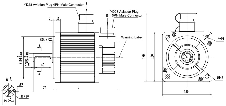 3 8 ac servo motor dimension