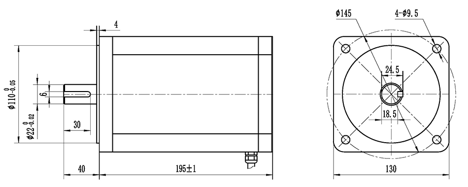 4hp 3kw 72v brushless dc motor size