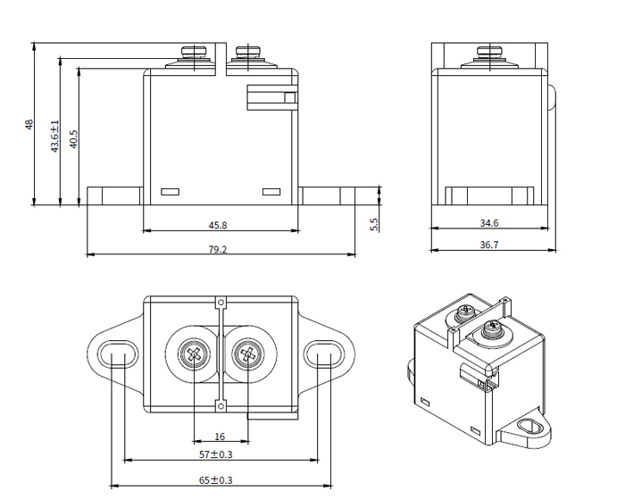 40A high voltage DC contactor dimension