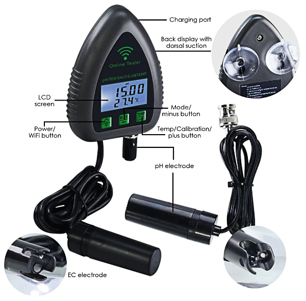 5 in 1 water quality tester dimension