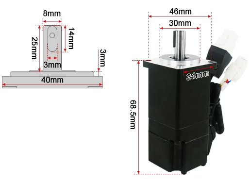 50W AC servo motor size