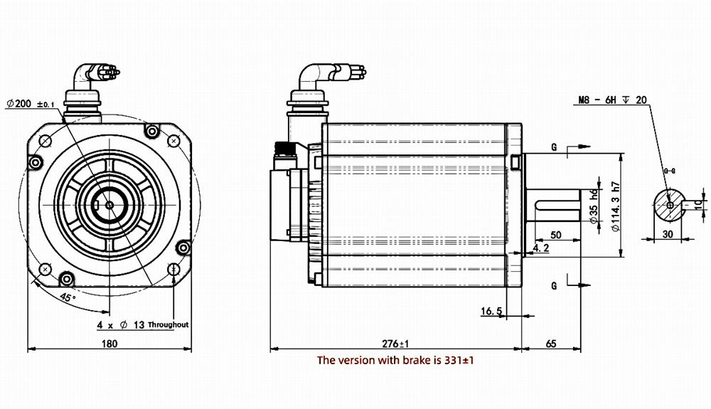 7500W DC servo motor dimension