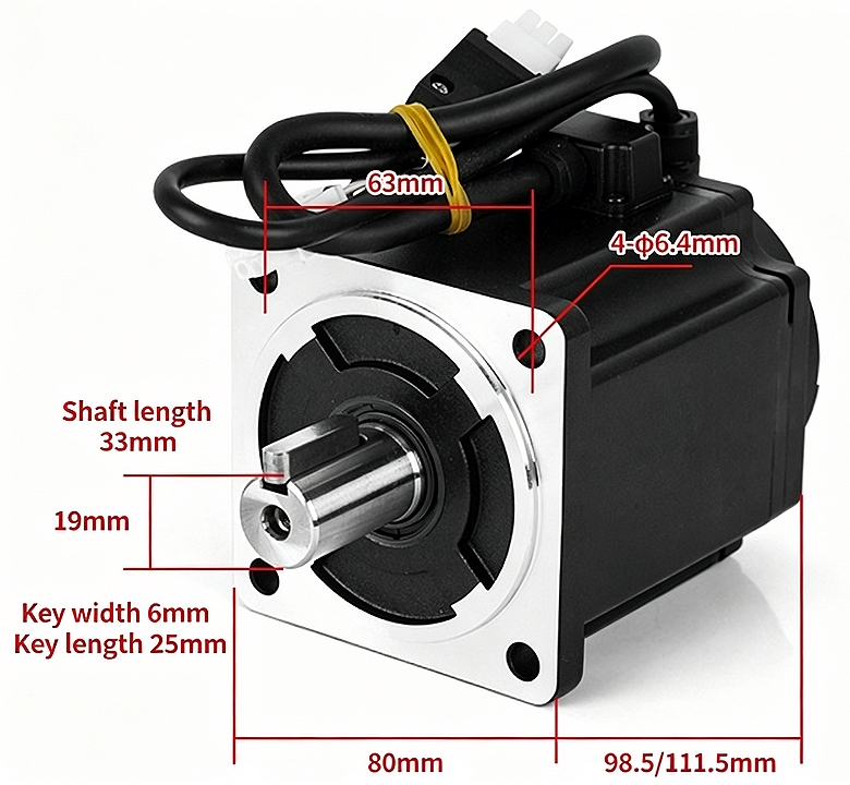 750w1000w ac servo motor dimension
