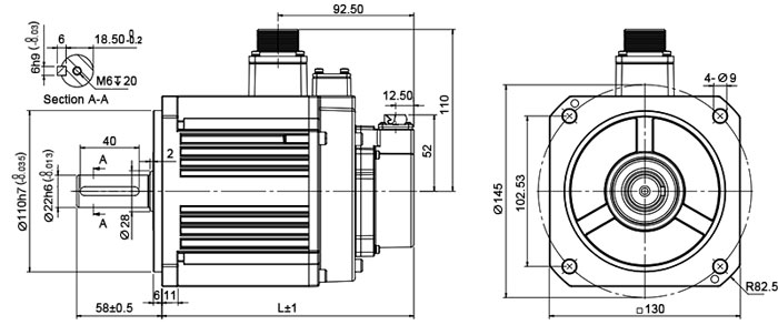 850W AC servo motor size