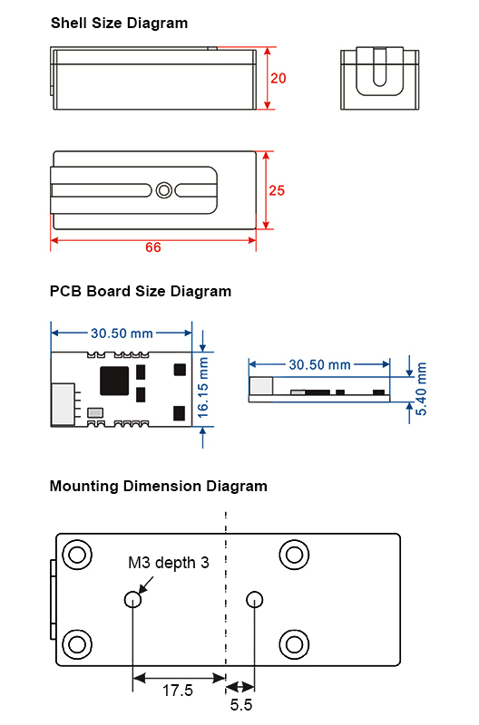 9 axis mems IMU sensor dimension