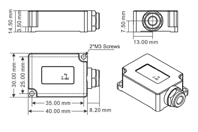 Attitude gyroscope sensor size