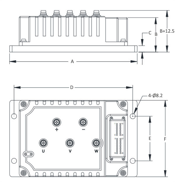 Brushless DC motor controller 12v-72v size