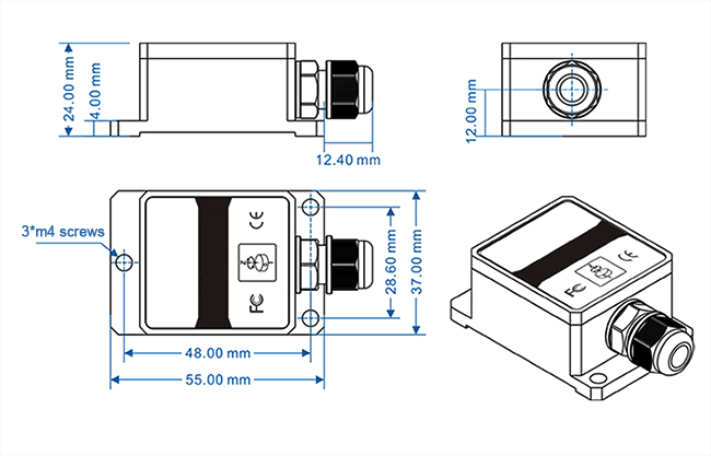 CAN output gyroscope sensor dimension