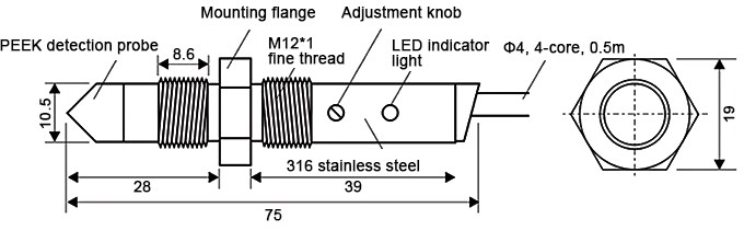 Contact Capacitance probe Level Sensor Dimension